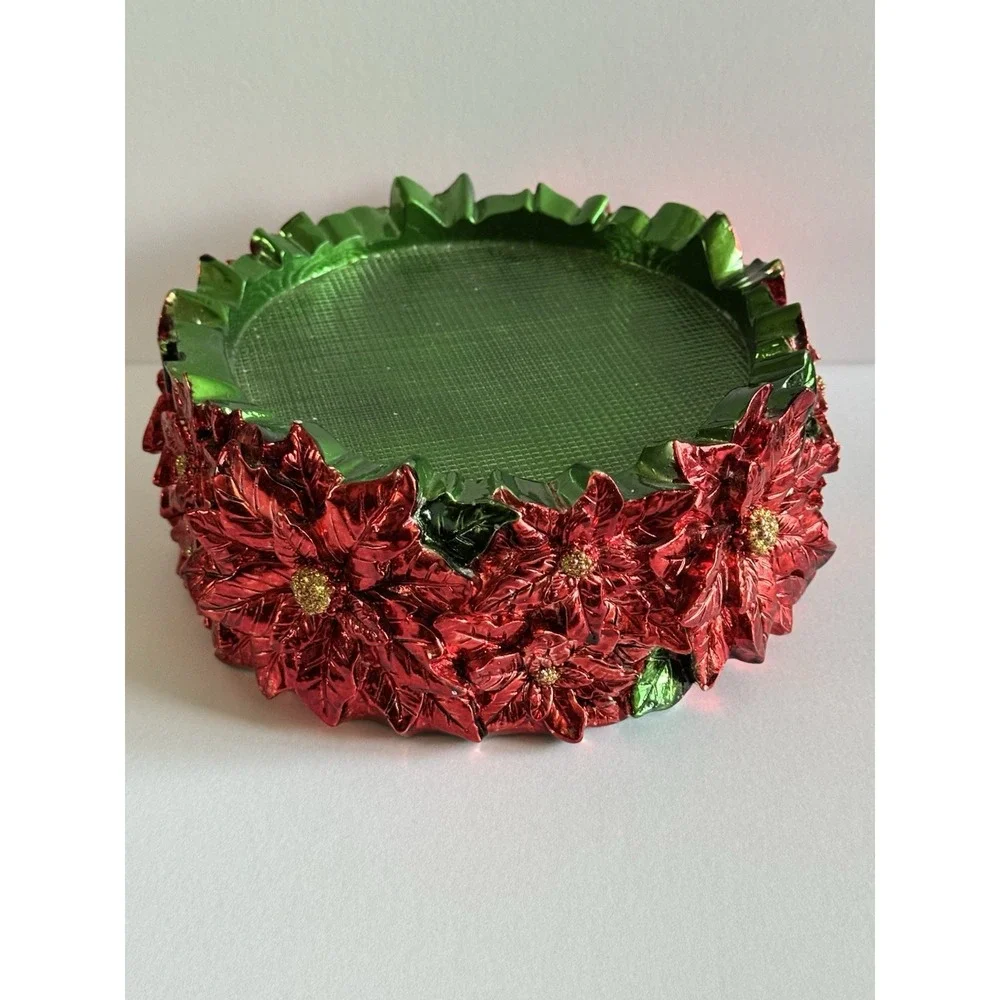 HomeWorx by‎ Harry Slatkin Holiday Poinsettia Christmas Candle Holder Pedestal